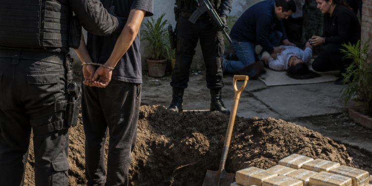 Detenido por enterrar 60 kilos de cocaína en el patio de su madre en Santa Fe; su madre se desmaya durante el operativo