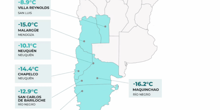 Las ciudades más frías de Argentina hoy, jueves 30 de julio