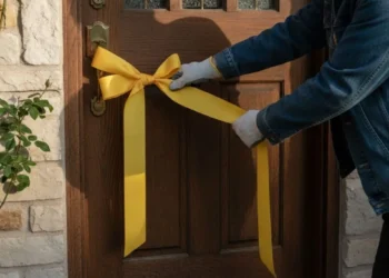 La importancia de colgar una cinta amarilla en el picaporte de la puerta de entrada