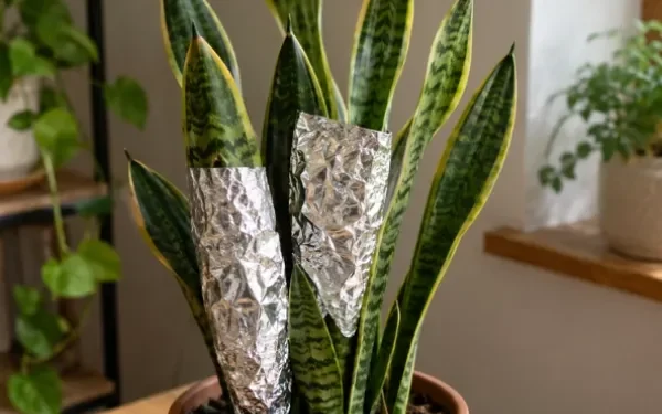 El uso del papel aluminio detrás de la lengua de suegra y su impacto en el cuidado de las plantas